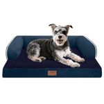 Orthopedic Dog Bed for Small Dogs, Waterproof Dog Beds for Medium Dogs Comfy Pet Bed with Sides, Washable Removable Cover-Navy Blue