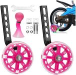 Bike Training Wheels, Flash Mute Wheel, Bicycle Stabiliser Mounted Kit, Kids Training Wheels Compatible 12 14 16 18 20 Inch Bikes, for Kids Boy Girls Bikes 1 Pair (Pink)