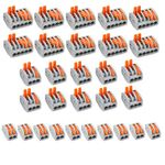Lever-Nut,Wire Connector,Assortment 30 Pack Conductor Compact Wire Connectors 2 Port 3 Port 5 Port Lever Conductor Terminal Block Wire Push Cable Connector