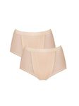 Sloggi Women's Maxi 2 Pack Control Knickers, Skin, 16 UK