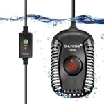 ONLYSTAR Submersible Aquarium Heater ， Digital LED Display ，for Tropical Fish/Freshwater Fish/Betta Fish/Turtle，Shatterproof Heater， Fish Tank Thermostat- UK PLUG With Extra Sucker Cup (150W)