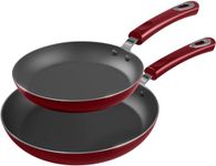 KICHLY Non Stick Frying Pan Set - 2 Pcs Induction Hob Pan Set - Professional Chefs Pan Sets Non Stick - Kitchen Cookware Induction Frying pan 28cm and 20cm (Red, 1 Set of 2)