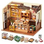 Rolife DIY Miniature Dollhouse Kit, Build Becka's Bakery Diorama House Building Set with LED Room Hobby Craft for Aduls Uniue Gifts for Teens