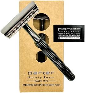 Parker Model 78R 3-Piece Closed Comb Safety Razor with 5 Parker Platinum Blades Included, (Graphite/Gun Metal)