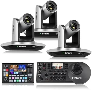 FoMaKo NDI Camera AI Auto Tracking HDMI PTZ Camera 20x Optical Zoom(3pcs) +KC601 Pro Video Mixer Switcher+ KC608 Pro PTZ Controller (FMK20UH NDI x3 + KC601+KC608 Pro)