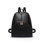 NICOLE & DORIS Women Backpack PU Leather Daypack Elegant Rucksack for Ladies Waterproof College Schoolbag Casual School Shoulder Bag Black