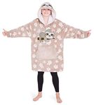 CityComfort Girls Oversized Blanket Hoodie Kids Fleece Fluffy Hoodies (Beige Sloth)