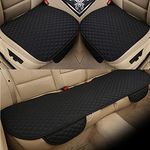 Car Seat Covers Front/ Rear Protector Mat Pad, Anti-slip Full Set Car Seat Cushion, Linen Fabric Universal Siz (black)