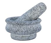 MYNAKSHA Mortar and Pestle Set Stone for Spices, Okhli Masher, Khalbatta, Kharal, Mixer, Natural & Traditional Grinder and Musal, Well Design for Kitchen (Grey) (5 inch)