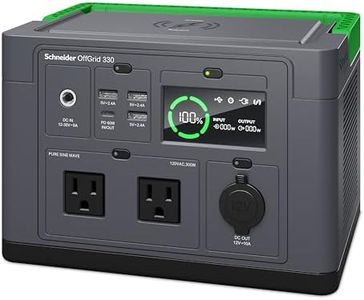 Schneider OffGrid Portable Power Station 300W, PPS330, Lightweight 332Wh Solar Generator: 2 AC Outlets, 60W USB-C PD Output, Wireless Charging, LED Light, for Camping, RV, Home Backup