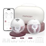 Momcozy M5 Smart APP Controlled Wearable Breast Pump, Hands-Free Wireless Electric Pump, 3 Modes 9 Suction Levels, BPA-Free, Portable Lightweight, 24mm Flange, 2 Count, Quill Gray