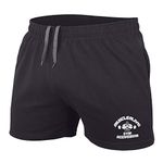 Muscle Alive Men Bodybuilding Gym Workout Shorts Sprots Fitness Terry Cotton 5 Inseam Black XL