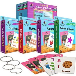 Star Right Numbers & Sight Words Toddler Flash Cards Set of 4 - Numbers, First Words, Colors, Shapes, and Alphabet Flashcards - 4 Binder Rings - 144 Sight Words Flash Cards Kindergarten 3-7 Years