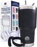 ALBOR Coffee Travel Mug with Handle 30oz/900ml - Stainless Steel Travel Coffee Mug - Insulated Tumbler with Straw and Lid - Tasse a Cafe Isotherme - Insulated Coffee Mug Travel - Black