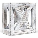 PUERSI Farmhouse Wooden Napkin Holder for Tables, Rustic Kitchen Decor for Counter, Ideal Napkin Dispenser for Dining Counter Tops (White)