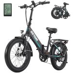 Gotrax R2 20" Folding Electric Bike with 55 Miles (Pedal-assist1) by 48V Battery, 20Mph Power by Peak 750W, LCD Display and 5 Pedal-Assist Levels, 7-Speed&Front Shock Absorber for Off-Road Ebike Black