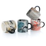 Ceramic Espresso Cups, 5 Oz Espresso Cups Set of 4, Handmade Espresso Cup, 2.75 Inch Cappuccino Cup, Multicolor Demitasse Cups, Microwave&Dishwasher Safe Espresso Mugs, Coffe Mug Set (Marble Design)