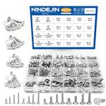 NINDEJIN 552PCS M3 M4 M5 M6 Hex Head Bolts and Nuts Set, 304 Stainless Steel External Hexagonal Bolts Set with Nuts and Washers, Heavy Duty Hex Head Cap Bolts and Nuts Kit with Storage Box