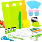 Anpole Toddler Knife Set - 23 Pcs Kids Knife Set for Chopping, Mini Chef Knife Set for 2 3 4 5 6 7 8 9 10 Year Old Girl Boy Gift