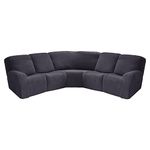 LiveGo Sofa Covers Corner Sofa Covers, 7-Piece Sectional Couch Cover Corner Sofa Slipcover, L Shape Sectional Recliner Sofa Covers, Super Stretch Grid Sofa Slipcovers(Dark Grey)