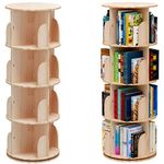 PTUWODS Rotating 360° Bookshelf Bookcase Hexagonal Children's Bookcase Tall Bookcase Floor Standing Corner Book Shelf Storage Rack for Home Living Room Office (4 Tier)