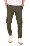 JM Men's Cargo Pants | Trousers for Boys | Regular Fit Cargos with 6 Pockets (L, Olive)