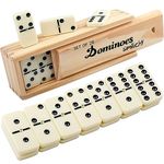 Smilejoy Dominoes Set for Adults, Domino Set for Classic Board Games,Dominoes Double 6 for Family Games, Double Six Standard Dominos Set 28 Tiles with Wood Case