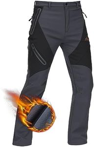 TACVASEN Men's Outdoor Pants Winter Waterproof Ski Snow Fleece Lined Windproof Hiking Cargo Pants Softshell Grey