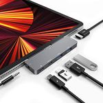 USB C Hub for iPad Pro 6-in-1 Adapter for iPad Pro 11/12.9 with 4K HDMI,3.5mm Headphone Jack with Volume Control,USB C PD Charging&Data,USB C Earphone Jack,USB 3.0