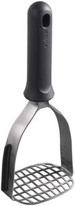 Zyliss Potato Masher - Stainless Steel, Soft-Touch Handle, Integrated Hanging Hook, Silicone Bowl Scraper, Small Inner & Larger Outer Holes, Ideal for Preparing Smooth and Creamy Mashed Potatoes, Grey