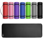 JLL® Yoga Mat Thick 10mm Non-Slip Pilates Workout Exercise Mat available in Black/Blue/Purple/Pink/Green/Red. Also Ideal as Camping Mat (Black)…