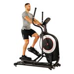 Sunny Health & Fitness Electric Eliptical Trainer Elliptical Machine w/Devicec Holder, Programmable Monitor and Heart Rate Monitoring, 136 Max Weight and 50 cm Stride - SF-E3875, Black