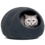 MEOWFIA Premium Felt Cat Bed Cave - Handmade 100% Merino Wool Bed for Cats and Kittens (Dark Shades) (Medium, Slate Grey)