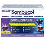 Sambucol Black Elderberry – Cough, Cold and Flu Day/Night| Helps Relieve Congestion, Fever Sore Throat & Head Pain | Black Elderberry, White Willow| 24 Hard Capsules (18 Day/6 Night)