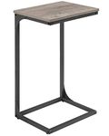 VASAGLE C-Shaped End Table, Side Table for Sofa, Couch Table with Metal Frame, Small TV Tray Table for Living Room, Bedroom, Greige and Black ULET353B02