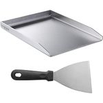 Smartpeas Stainless Steel Griddle Plate for Barbeque - 12x16 inches - Gas Hob Griddle Plate and BBQ Scraper - BBQ Accessories for Outdoor Grilling, Frying and Cooking