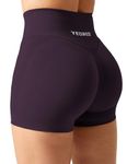 YEOREO Workout Gym Shorts Women Sport Scrunch Butt Lifting 3.5" Seamless V Waist Amplify Shorts Black Purple Medium