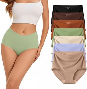 Ailongcity Women's Underwear Seamless High Waist No Show 7 Pack Panties Full Coverage Briefs Silky Stretch