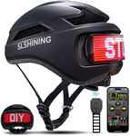 LED Smart Adult Bike Helmet with APP/Remote Control | Unisex Mountain Bicycle Helmet with Turn Signals, Speedometer, Programmable Patterns | Waterproof Road Cycling Helmet for Night Rides - Black