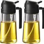 Misamo Enterprise 2-in-1 Oil Dispenser & Spray Bottle for Cooking, Pour & Fine Mist Spray, Leak-Proof Oil Bottle for Air Fryer, Salad, BBQ & Kitchen (Black, 500 ml, Pack of 2)