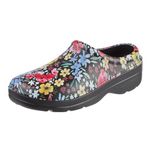 totes Women's Bailey Molded Clog, Black Garden Floral, 9