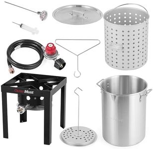 OuterMust 30 QT. Turkey Fryer Pot Set 50,000 BTU Turkey Deep Fryer with Basket and Burner Set Crafish Boiler, Ideal for Cooking Turkey, Crawfish, Crab