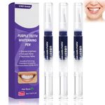 Teeth Whitening Pen - 3Pcs Purple Teeth Whitening Gel Pens, Fast-Acting Stain Remover for Teeth, Tooth Whitening Kit for Coffee & Tea Stains, Safe & Easy At-Home Brightening, Neutralises Yellow