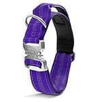 Black Rhino - Tactical Dog Collar Ultra-Soft Neoprene Padded Dog Collars for Medium, Large, XL Dogs | Heavy Duty Metal Buckle | Padded Handle for Dog Training (Large, Purple)