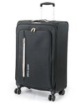 Pierre Cardin Suitcase Medium Size | Super Lightweight 69cm Soft Durable Luggage | 4 Dual Spinner Wheels | Medium 26-Inch Hold Check-in Travel Case CL610 (Medium, Black & Grey)