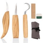 mumisuto Wood Carving Tools Set, 5Pcs High Manganese Steel Hand Wood Whittling Kit for Beginners, Woodworking Carving Tool with Spoon Knife, Woods Whittling, Chip Carvings Tools and Storage Bag