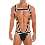 iiniim Mens Elastic Body Chest Harness Jockstrap Leotard Underwear Wrestling Singlet Pouch Bodysuit White M