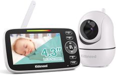 Kidseneed Baby Monitor, 4.3" Split Screen, 20 Hours Battery Life Baby Monitor with Camera and Audio|Remote PTZ, Two-Way Audio, Zoom, Night Vision, Lullabies, 960ft Long Range (Open Space)