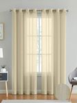 LINENWALAS Cotton Linen Sheer Curtains 84 inch Length, Grommet Top, Light Filtering Drapes Pack of 2, Treatment for Bedroom Living Room (W-52 x L-84 - Grommet/Butter Cream)