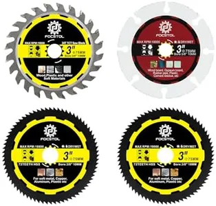 FOCSTOL Saw Blade Set - 4pcs 3''(75mm) Cutting Disc for Cutting Wood Metal Plastic for Angle Grinder Arbor 3/8''(10mm)
